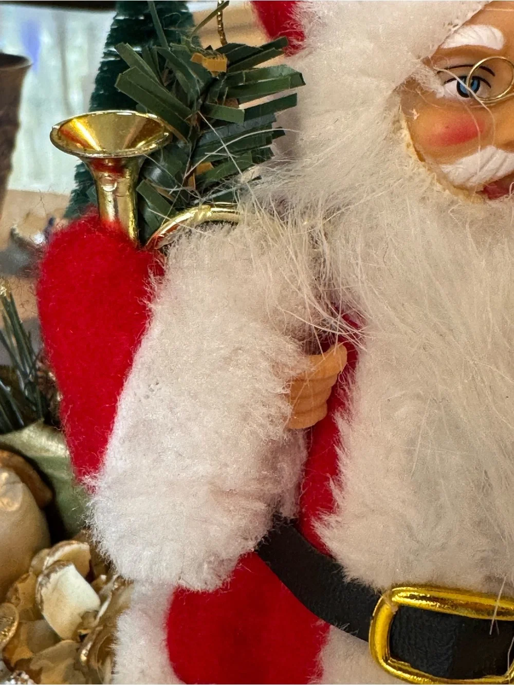 Vintage 1980s 1990s Plastic Face Standing Santa Claus Figurine Holiday Decor